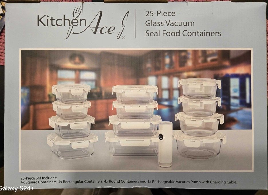 25 piece vacuum seal glass storage containers
