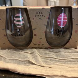 Rae Dunn Easter Wine glasses