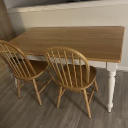 Wooden Table (Seats 6) + 2 Wooden Chairs