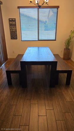 Solid Wood Dinning Tabet With Benches