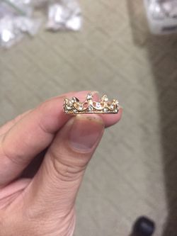 Gold Plated Rhinestone Crown Ring