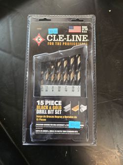 Cle-Line 15-Piece Black & Gold Drill Bit Set