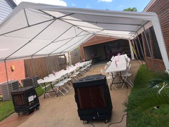 Evaporative cooling fans for  events