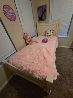 Twin Bed, Dresser, and Mirror