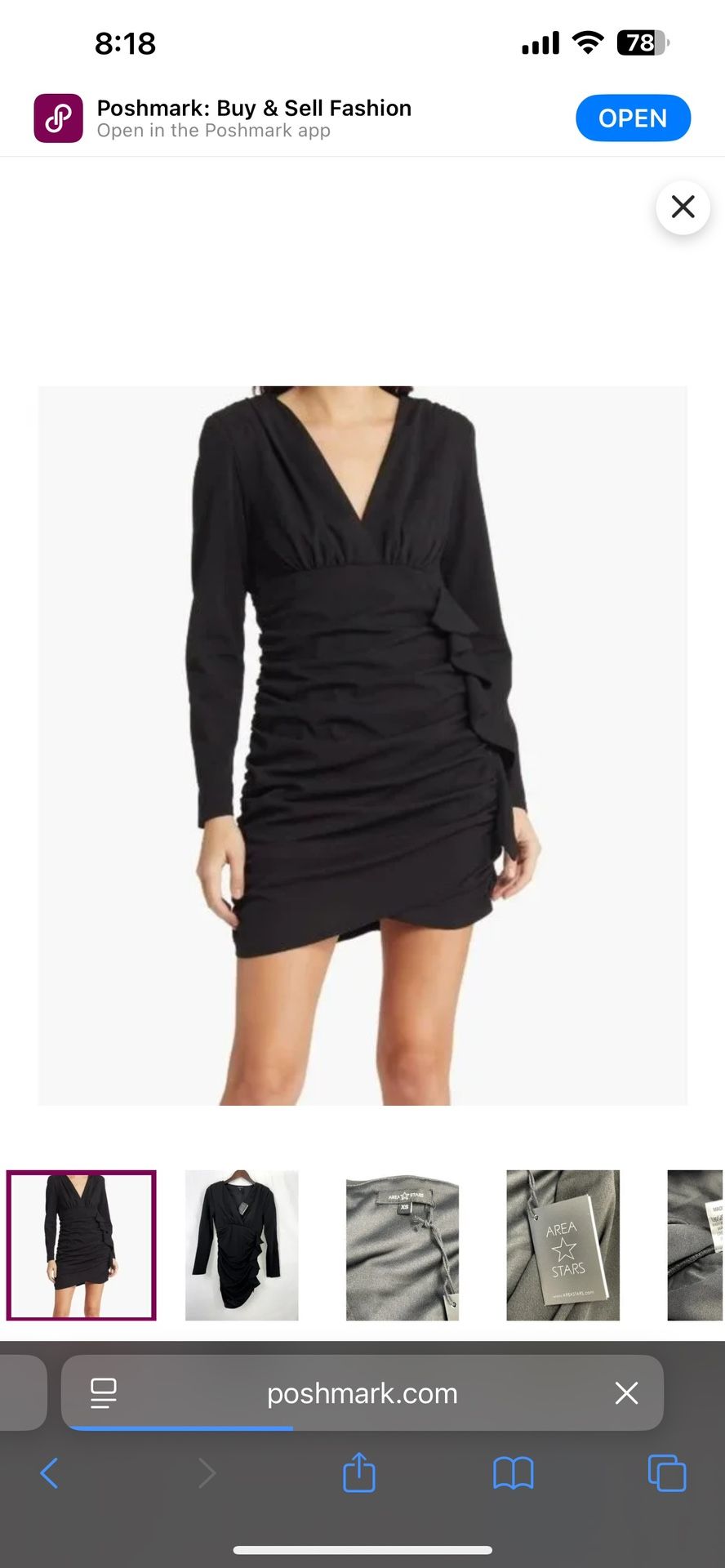 Elegant Black Long Sleeve Dress - Medium