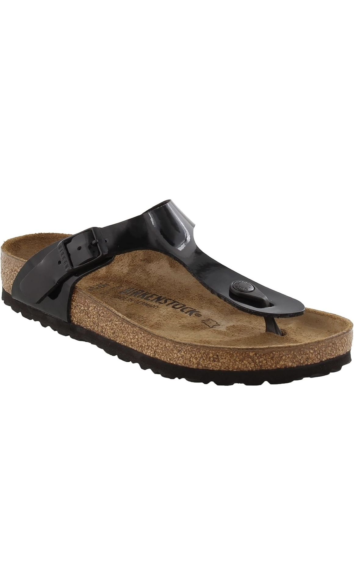 Women’s Birkenstock Gizeh Black Patent Thong Sandals Size 7 NEW