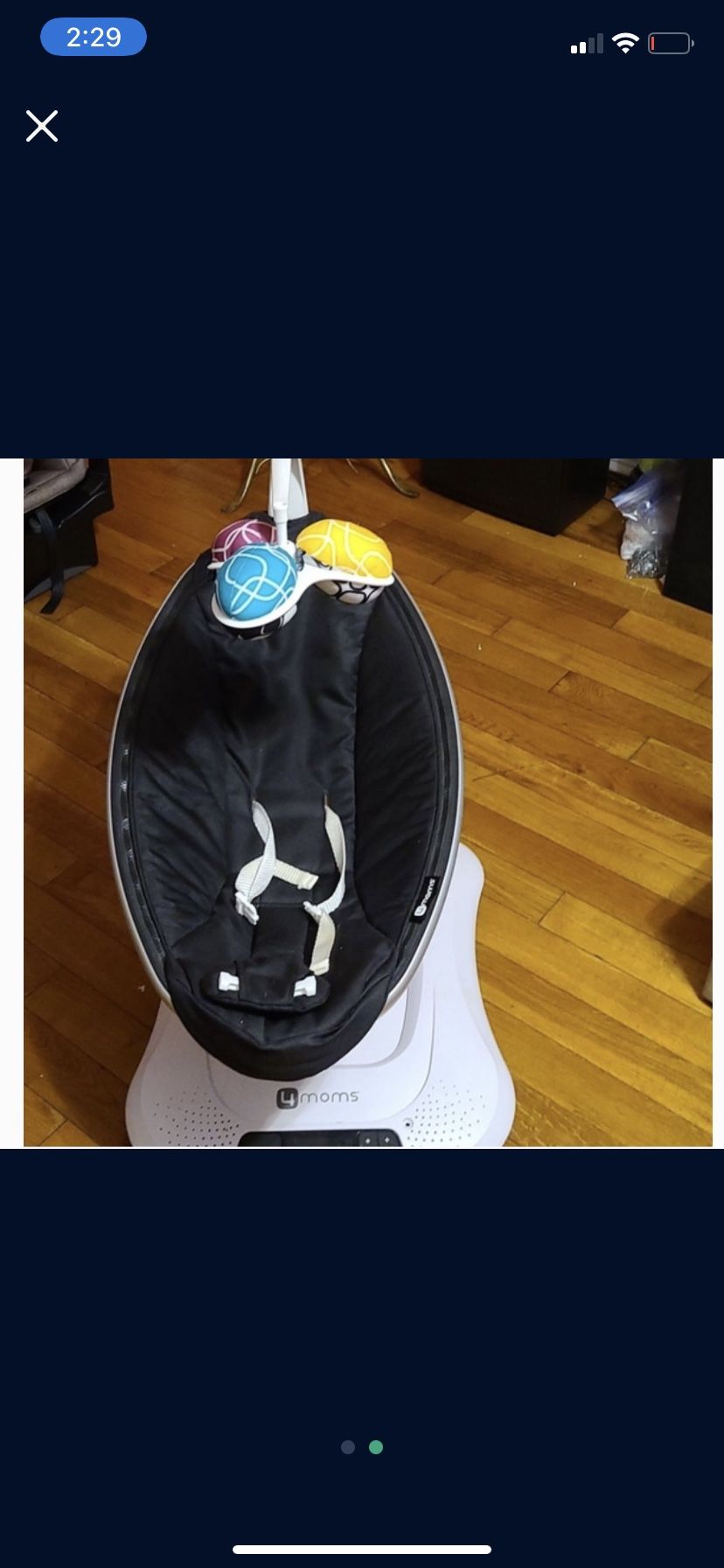 4moms mamaRoo 4 Baby Swing, Bluetooth Baby Rocker with 5 Unique Motions, Smooth, Nylon Fabric, Black Classic