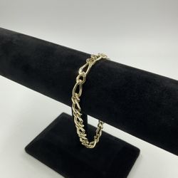 14KT YELLOW GOLD 8.5” 6.0MM FIGARO LINK BRACELET 18.2GR