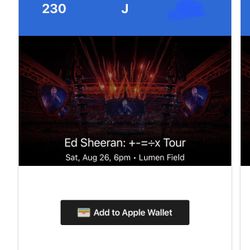 Ed Sheeran W/ Khalid 2 Tickets 