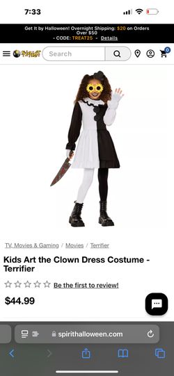 Terrifies Costume For Girls $45