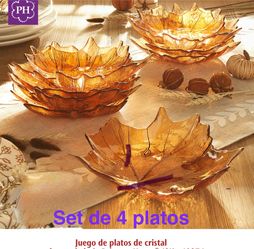 Platos de cristal en forma de hoja