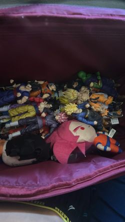 Whole SHF collection filled with collectibles cards and plushies of DRAGON BALL Z