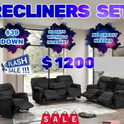 NEW 3pc RECLINING SOFA SET - SPECIAL FINANCING JUST $54 Down