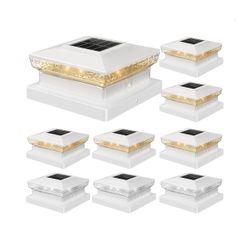 Solar Post Cap Light for 3.5x3.5, 4x4, 5x5 Deck Posts – Dual White (3000K/6000K), 16 LED, IP65, Auto On/Off, 800mAh Battery Up to 12H Runtime