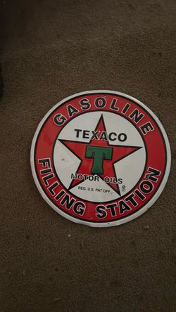 Texaco Gasoline Filling Station Round Metal Sign