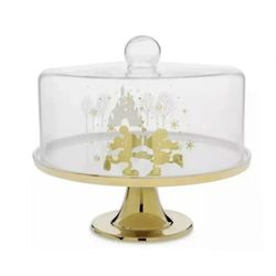 Official Disney Store Mickey & Minnie Gold Cake Stand