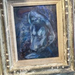 Figure in blue oil painting