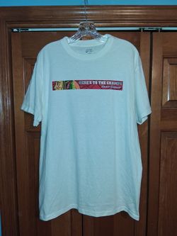 MENS LARGE CHICAGO BLACKHAWKS/BUD LIGHT HERE'S TO THE CHAMPS SHIRT