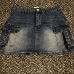 Jean Cargo Skirt