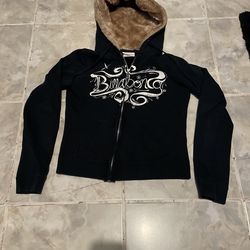 VTG Billabong Hoodie Women’s Small Black Full Zip Fleece Logo Surf Y2K