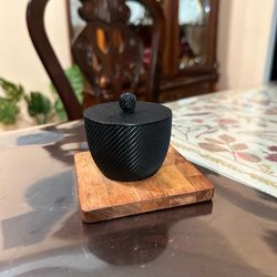 Minimalist Black Desk Organizer/Stash Jar/Jewelry Box  with Lid (2.5 in)
