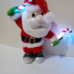 Animated Raver Santa Sings the Christmas carol "Jingle Bells" candy canes Lights
