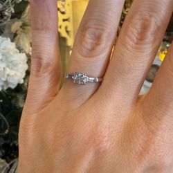 Platinum Engagement Wedding Ring With Natural  Old European Cut Diamonds 