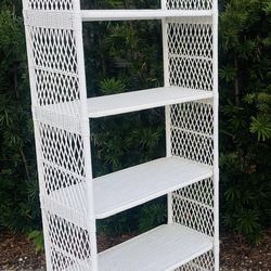 Vintage 1970s Rattan Wicker Etagere Bookcase Shelves- 2 Available 