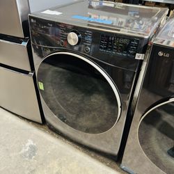 LG 7.4 Cu. Ft. Vented SMART Stackable Electric Dryer in Black Steel with TurboSteam and Sensor Dry Technology $599 