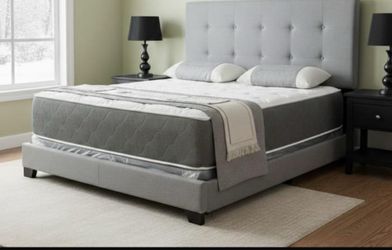 BRAND NEW FULL SIZE GRAY BED FRAME WITH NEW MATTRESS/FAST DELIVERY