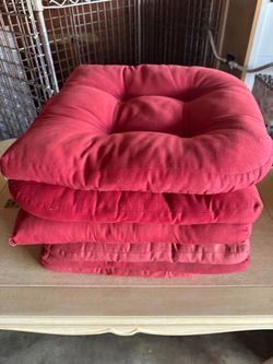 Set of 6 Red Tufted Chair Cushions