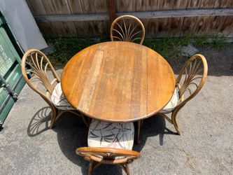Round folding dining  table 4 chairs ser