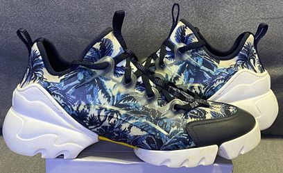 Christian Dior Neoprene Rubber Blue Palms Print D-Connect Sneakers WMN Sz 10 US