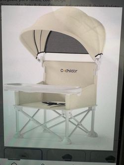 Portable baby chair four in one folding high seat for child color beige