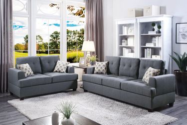 Brand new grey linen sofa + loveseat 2PCs set