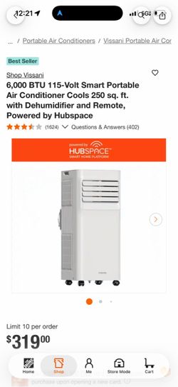 Vissani 6000 BTU Smart Portable Air Conditioner