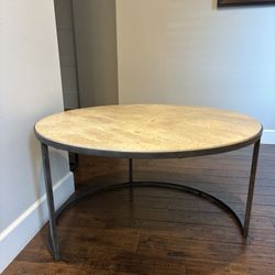 Travertine and Iron Nesting Coffee Tables 