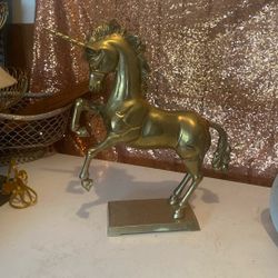 17” Brass Unicorn Statue Figurine Large Mythological Fantasy Creature Vtg Heavy