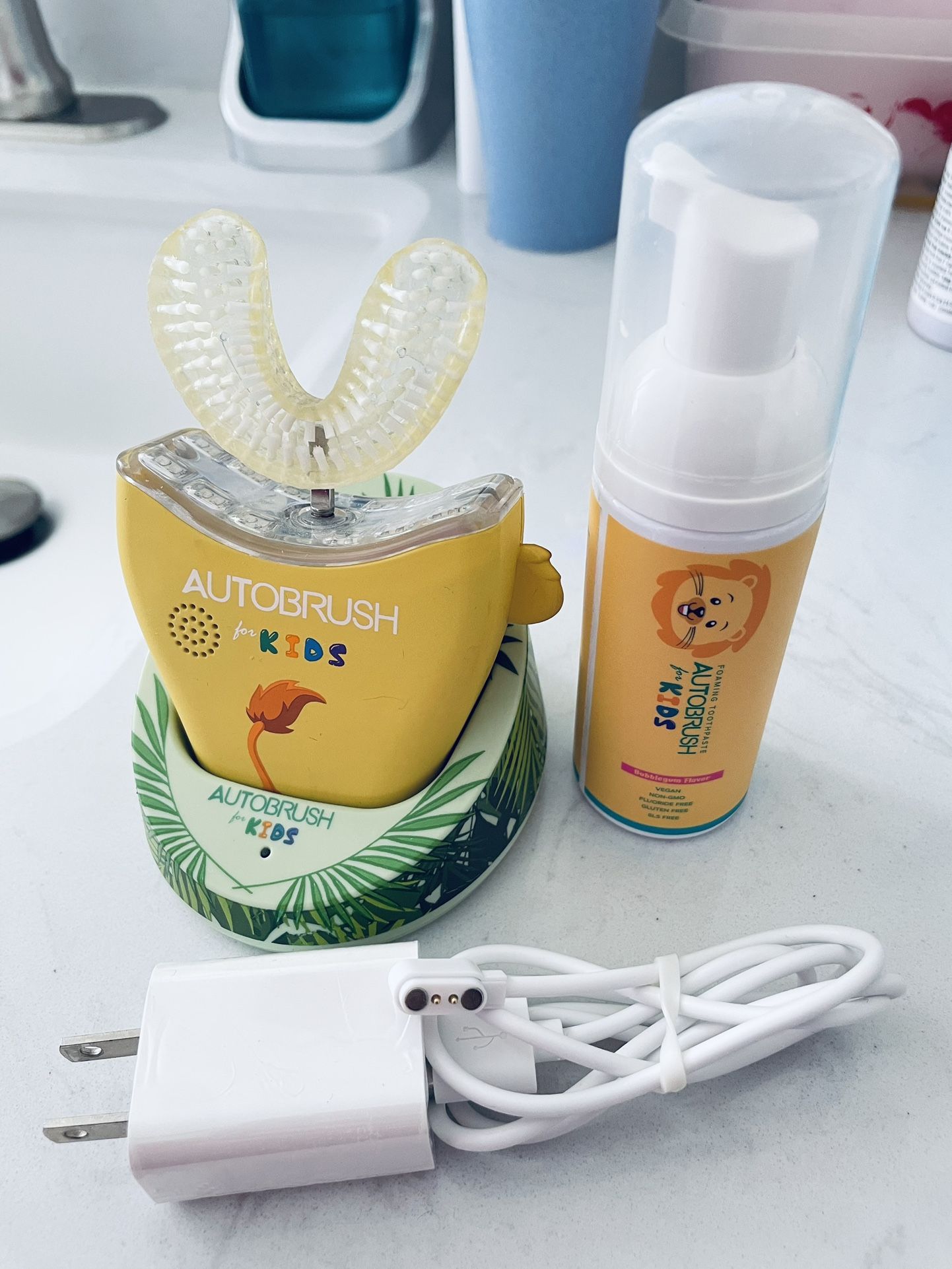 AutoBrush Sonic Pro Kids U Shaped Electric Toothbrush, Unique 360° Nylon Bristles with 3 Cleaning Modes, Teeth Whitening LED-Lights, Waterproof Design