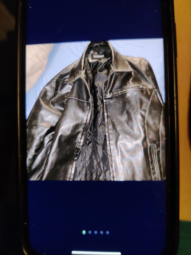 Guess Black Leather Jacket (Xl)