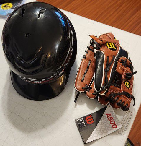 Kids Baseball Helmet And Glove.
