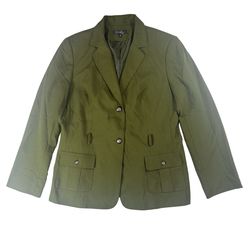 Emily Olive Green Blazer Jacket Two Button Front Career Style Size 16