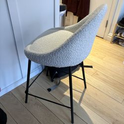 White Boucle Bar Stool