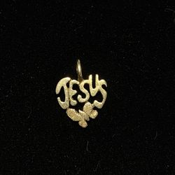 14k yellow gold Jesus heart pendant