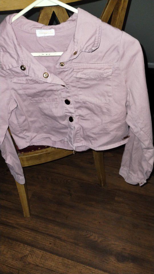 2 Girls Blue And Pink Colored Denim Jackets Size 14
