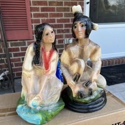 🏺 Vintage Native American Figurine Pair – Perfect for Native American Heritage Month 