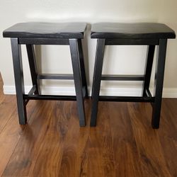 2 Black Saddle Seat Stools