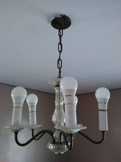 Vintage 5 Arm Mid 20th Century Chandelier (Hanging Light) 