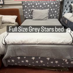 Full Size Bed Grey Stars Headboard, Footboard, Sideboard