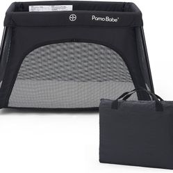 Pamo Babe Travel Crib - Lightweight Baby Playard with Zip Door, Carry Bag for Airplane - Easy to Carry